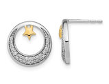 1/5 Carat (ctw) Diamond Moon and Stars Earrings in 14K White Gold